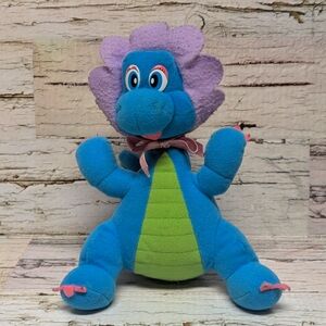 Vintage 1992 Tiny Dinos Baby Bronty 11" Plush Guy Gilchrist Applause Blue Green